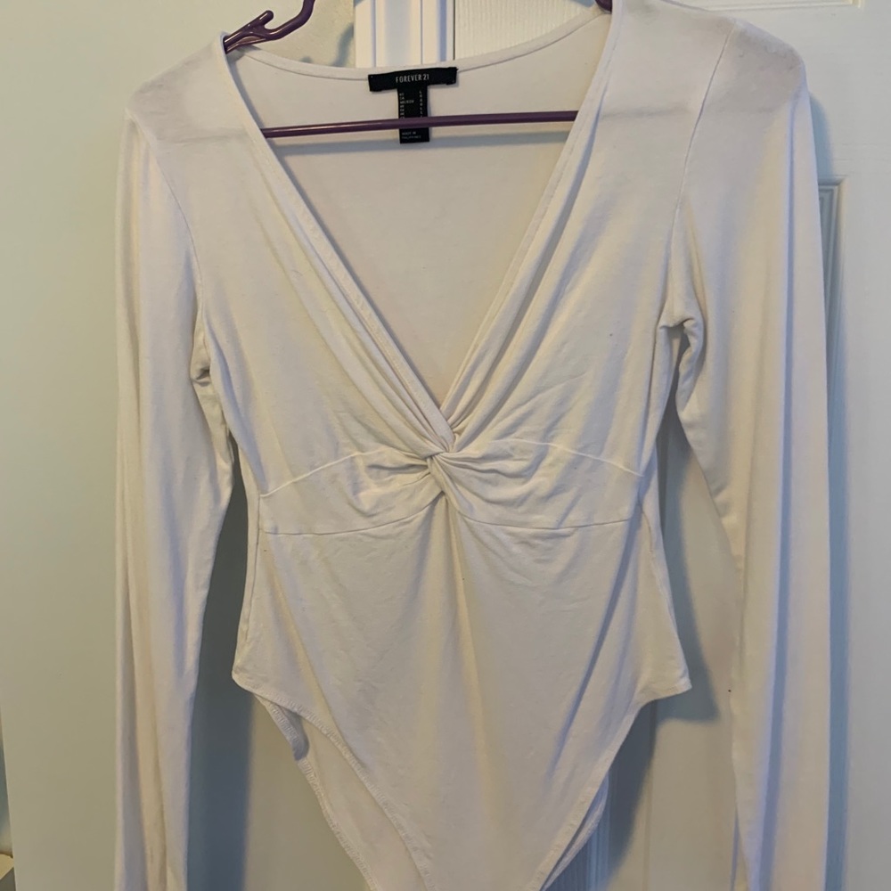 White long-sleeve body suit
